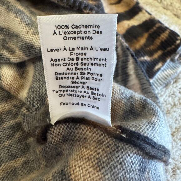 NWT Talbots Pure Cashmere Audrey Tiger Stripe Animal Print 3/4 Sleeve Sweater L - Picture 9 of 9